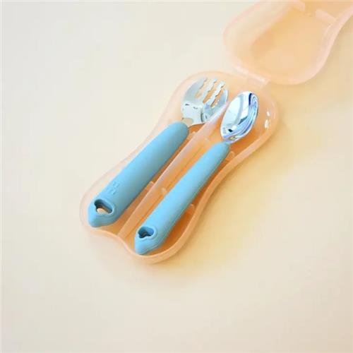 Minito & Co. Silicone & Stainless Steel kids Utensils with Case