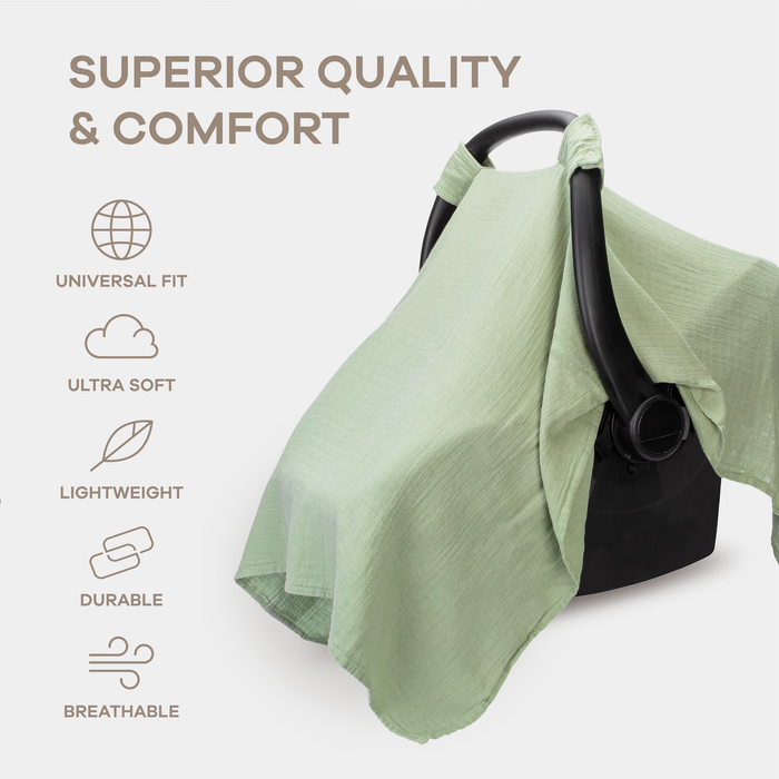 Baby Car Seat Cover, Large Car Seat Canopy by Comfy Cubs