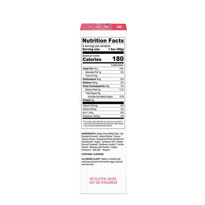 Organic Milkmaid® Lactation Bars Cranberry Almond