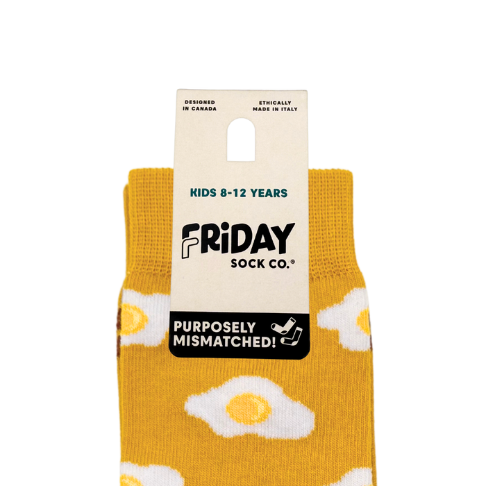 Kid's Bacon & Eggs Yellow Socks