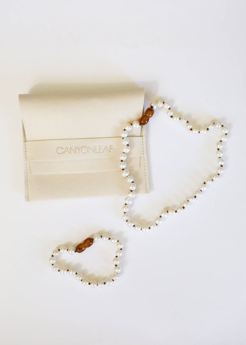 Pure Gemstone + Pearl || Beaded Necklace: 11"