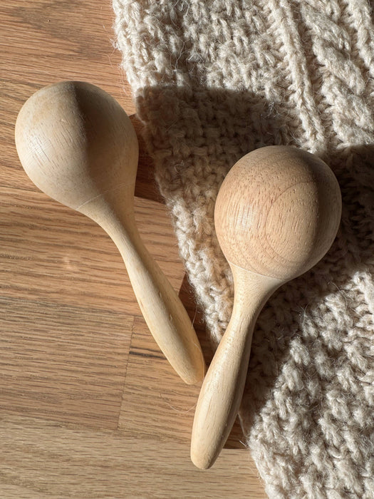 Handmade Oak Wooden Maracas for Kids Musical Toy