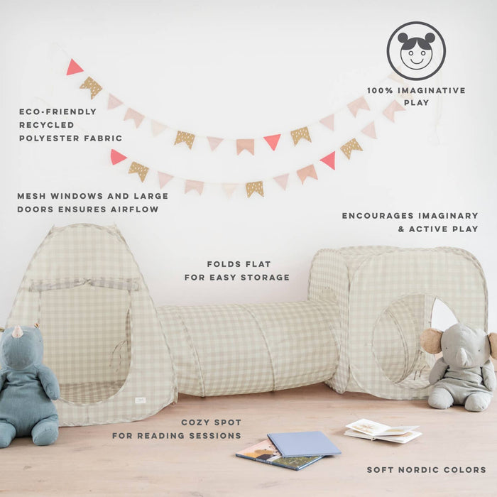 Kids 3-in-1 Play Tent & Tunnel Set with Recycled Fabric