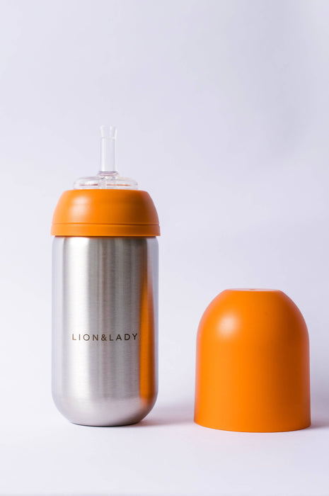 Lion & Lady Toddler Straw Cup - 350ml 18/8 Stainless Steel