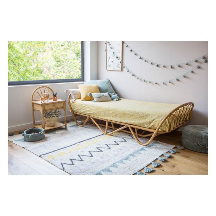 Lorena Canals Azteca Washable Rug (Natural & Vintage Blue)