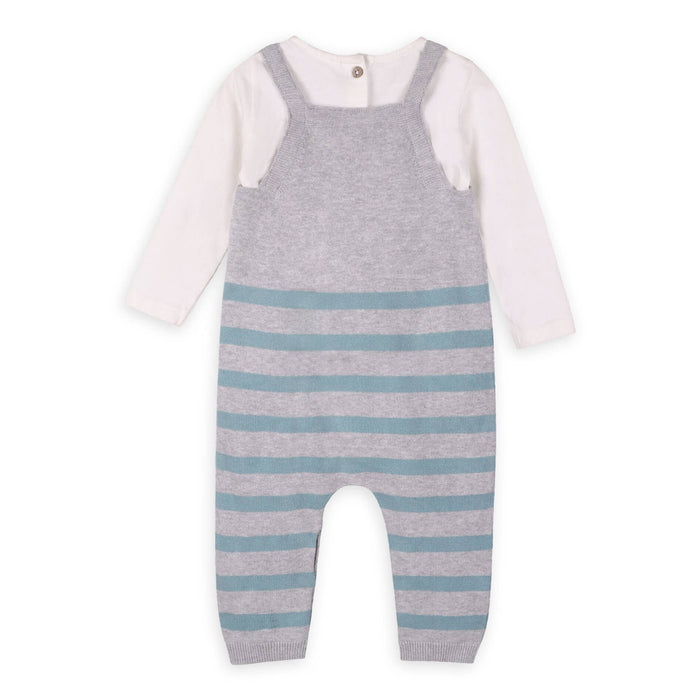 Viverano Organics Train Applique & Stripe Baby Overall & Bodysuit Set