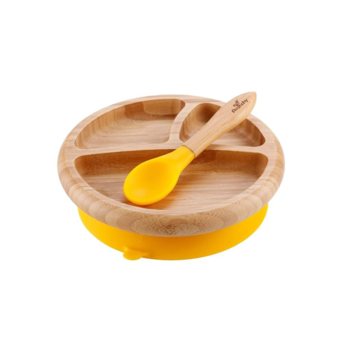 Avanchy Organic Bamboo Suction Baby Plate + Spoon