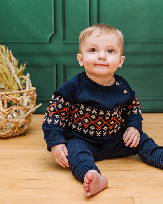 Fair Isle Raglan Sleeve Baby Pullover Sweater (Organic)