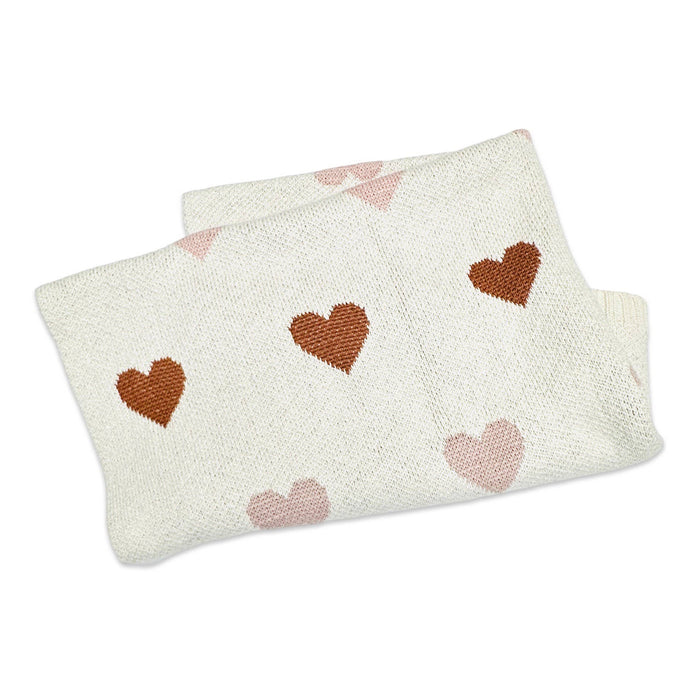 Loving Hearts - Organic Jacquard Sweater Knit Baby Blanket