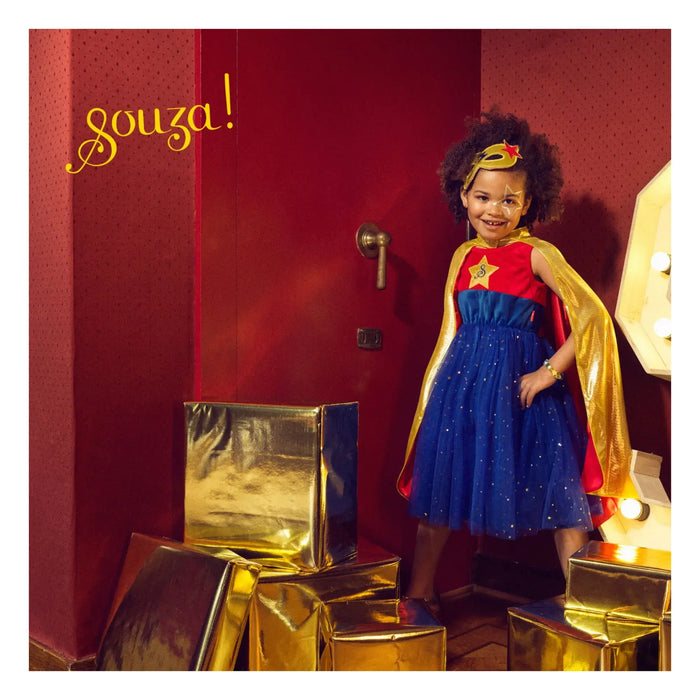 Souza Superhero Girl Costume for Kids - Carnival use (sz 5-7 yrs)