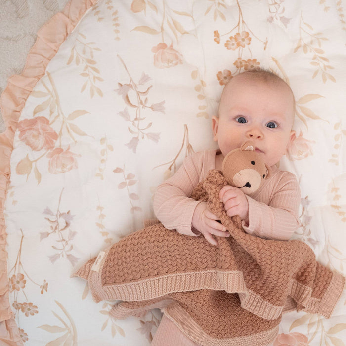 Violet Floral Ruffle Quilted Baby Play Mat