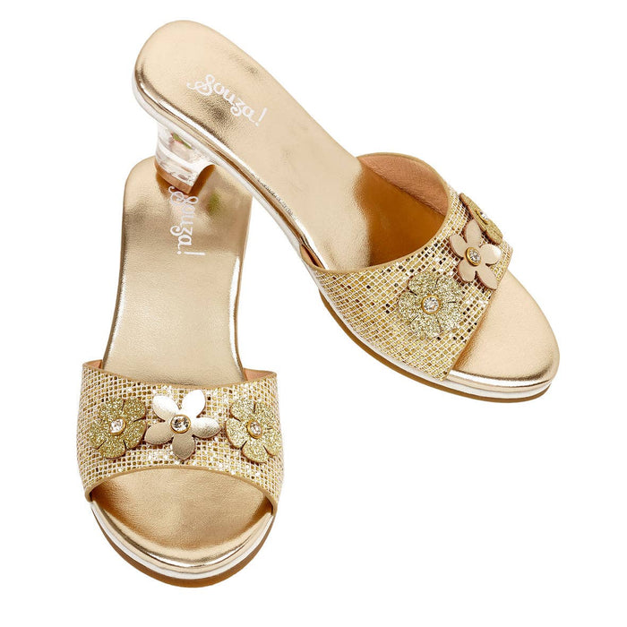 Ellina - High heel slipper, metallic gold (3 sizes)