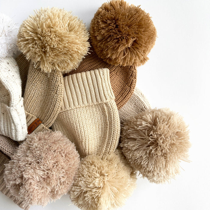 Cotton Knit Pom Beanie