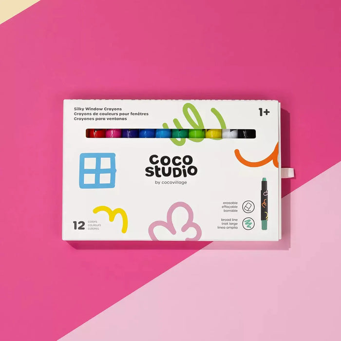 Coco Village Erasable Silky Window Crayons | 12 colors
