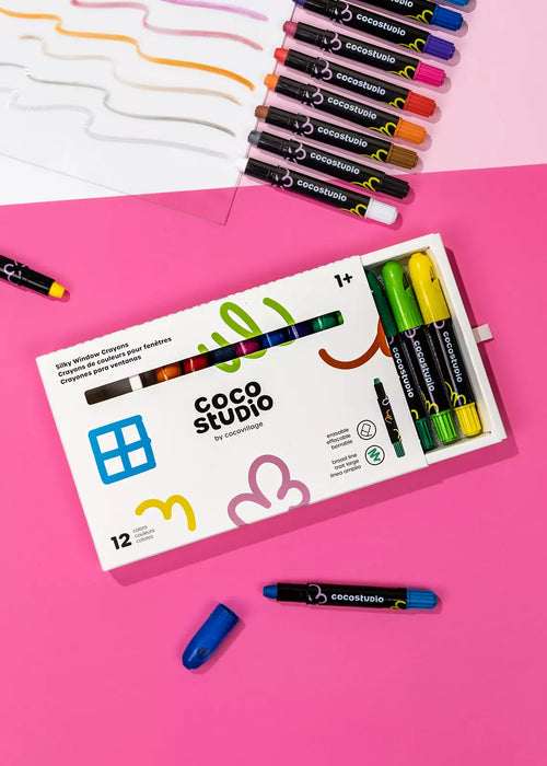 Coco Village Erasable Silky Window Crayons | 12 colors