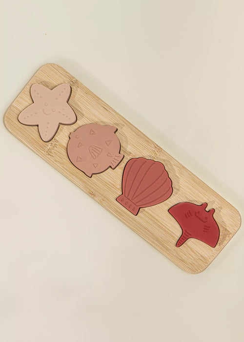 Coco Village Silicone Puzzle on Wooden Plate | Ocean
