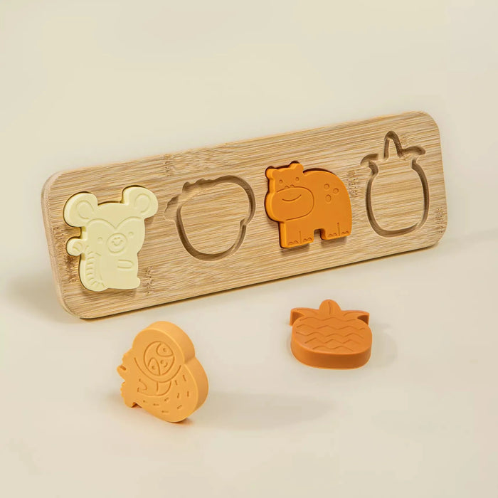 Coco Village Silicone Puzzle on Wooden Plate | Jungle