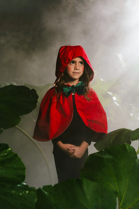 Coco Village Role Play Dress-Up Red Cotton Twill Cape with Bow