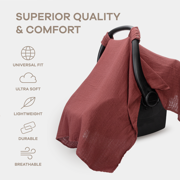 Baby Car Seat Cover, Large Car Seat Canopy by Comfy Cubs