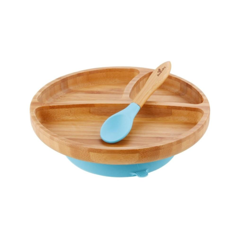 Avanchy Organic Bamboo Suction Toddler Plate + Spoon