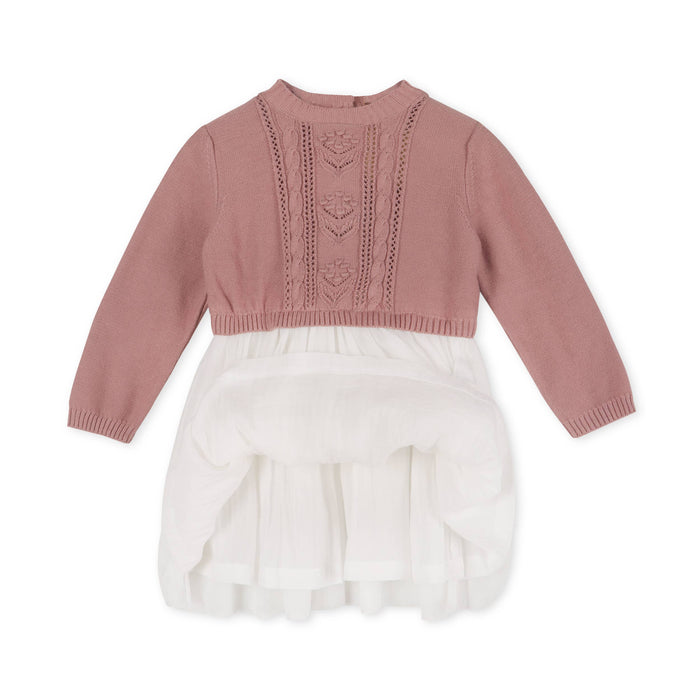 Viverano Organics Cable Floral Sweater Knit Top & Tutu Baby Dress (Organic)