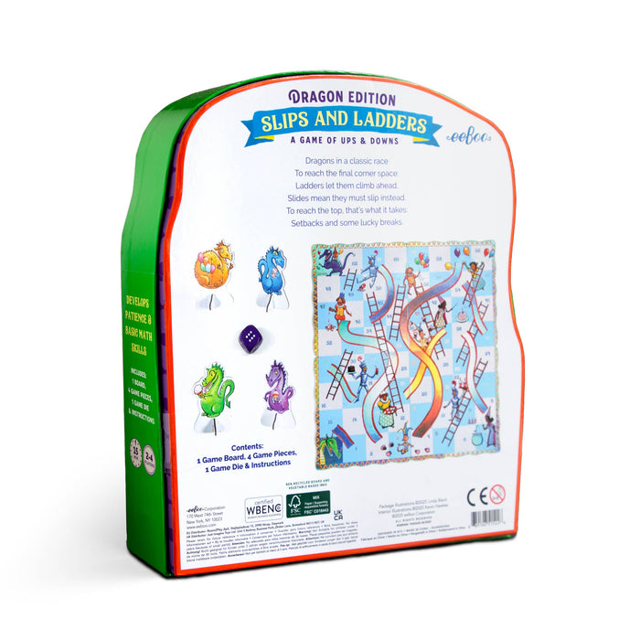 eeBoo Slips & Ladders Dragon Edition Shaped Game