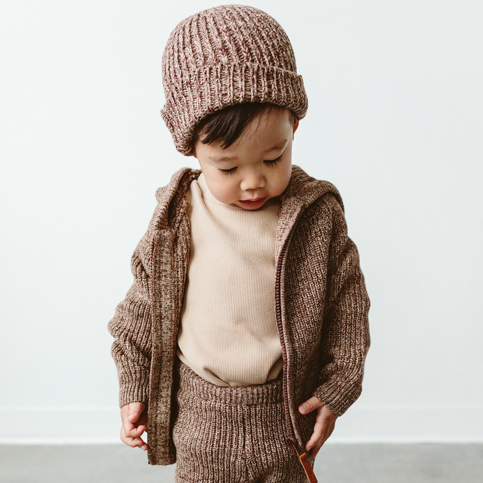 goumikids Cotton Kids Knit Hoodie - Bark