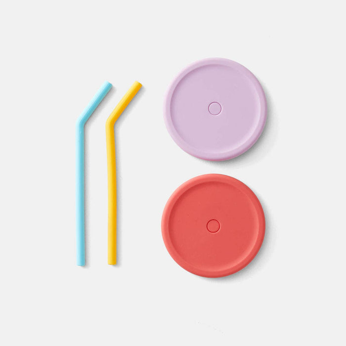 PlanetBox Silicone Straw and Lid Set - Sunset