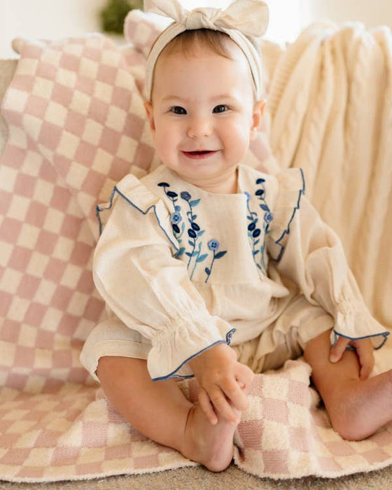 Viverano Organics Atrani Embroidered Baby Romper & Headband (Organic)