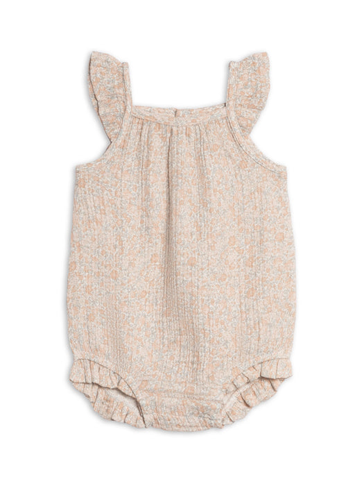 Colored Organics Sandra Muslin Tank Bubble Romper - Belmont Floral / Shell + Powder