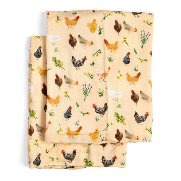 Chicken Meadows Baby Burp Cloths – Muslin Set of 2