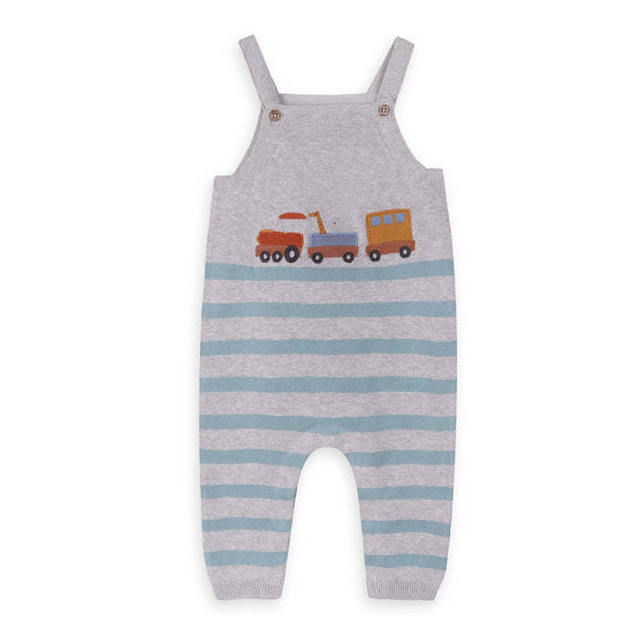 Viverano Organics Train Applique & Stripe Baby Overall & Bodysuit Set