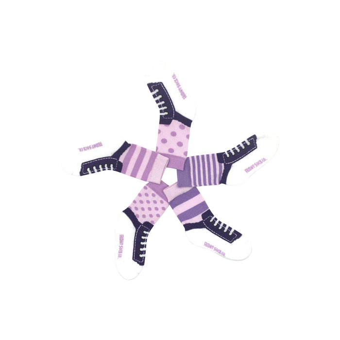 Baby Purple & Lilac Sneaker Socks: 3M - 1YR