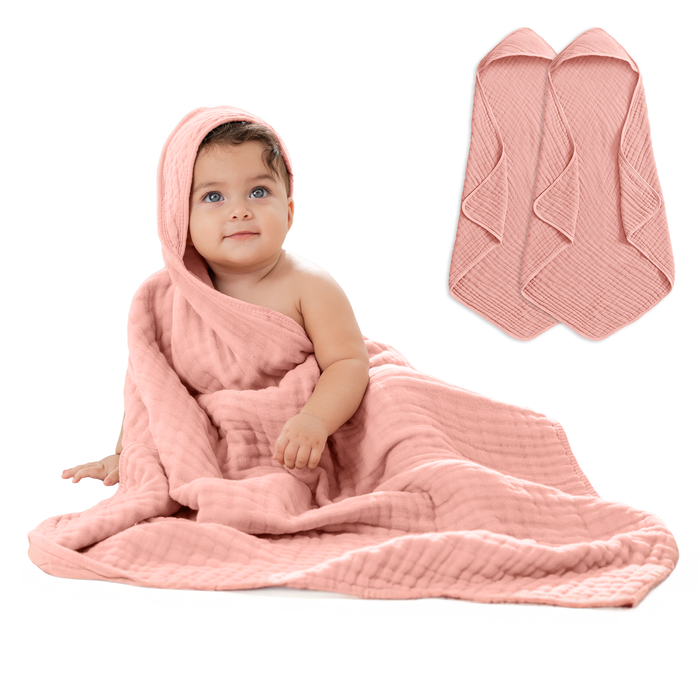 Hooded Baby Towel, 6 Layer 100% Muslin Cotton by Comfy Cubs