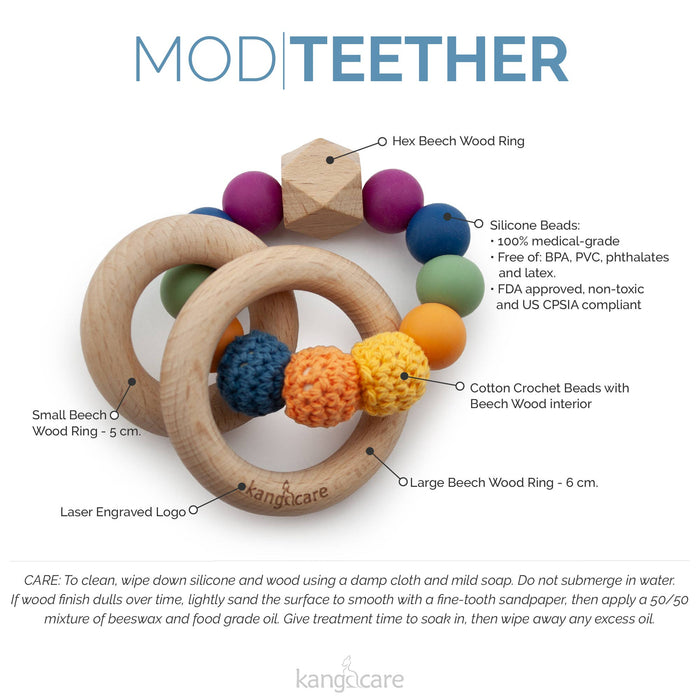 Kanga Care Silicone & Wood Crocheted Teething Ring