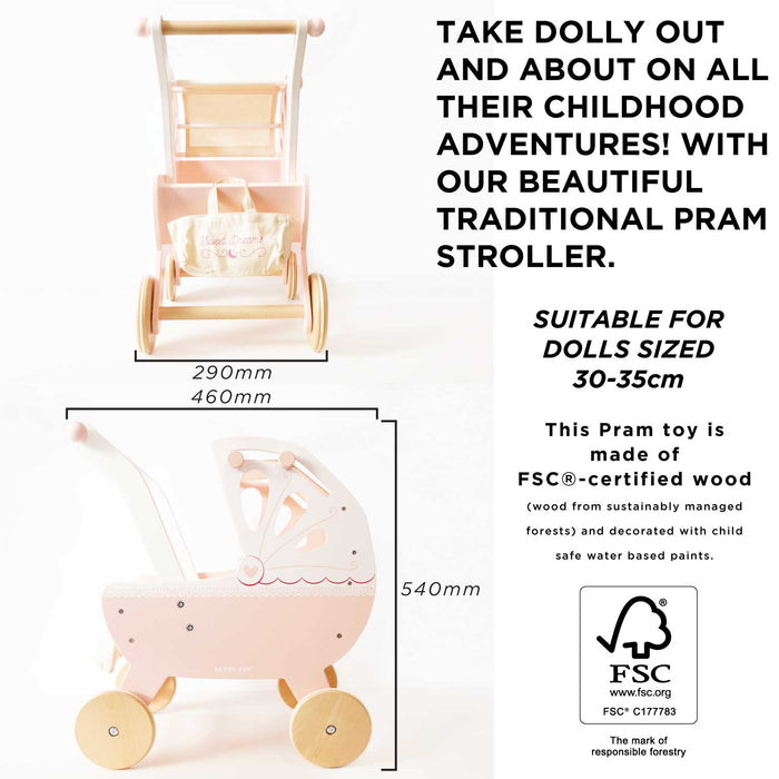 Le Toy Van Retro Wooden Doll Pram
