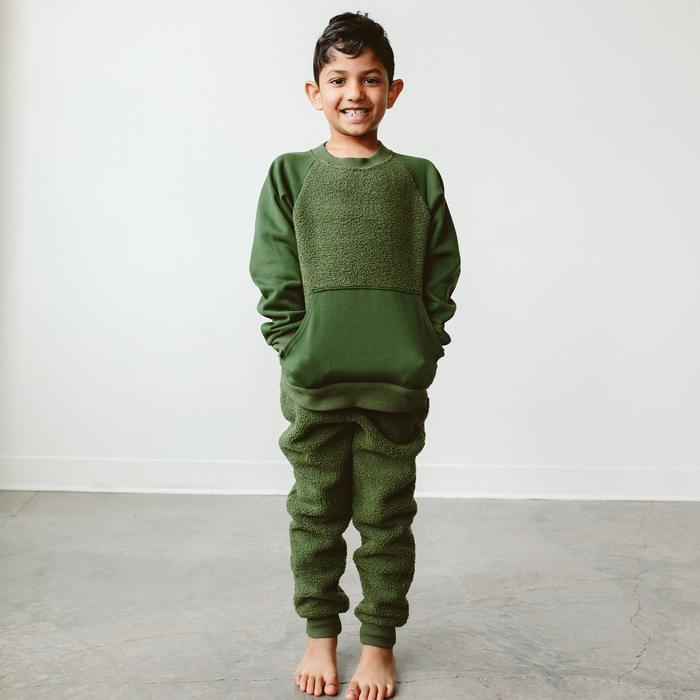 Sherpa Kids L/S Two-Piece Sweatsuit - Spruce