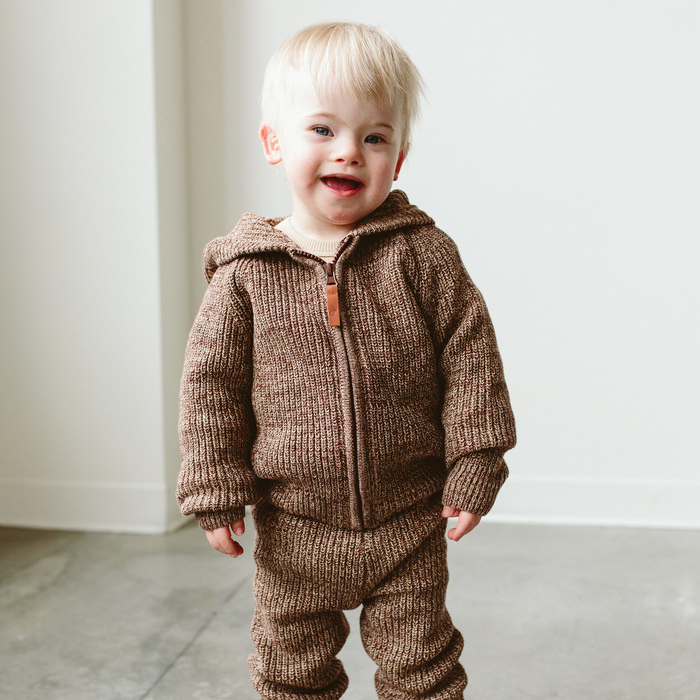 goumikids Cotton Kids Knit Hoodie - Bark