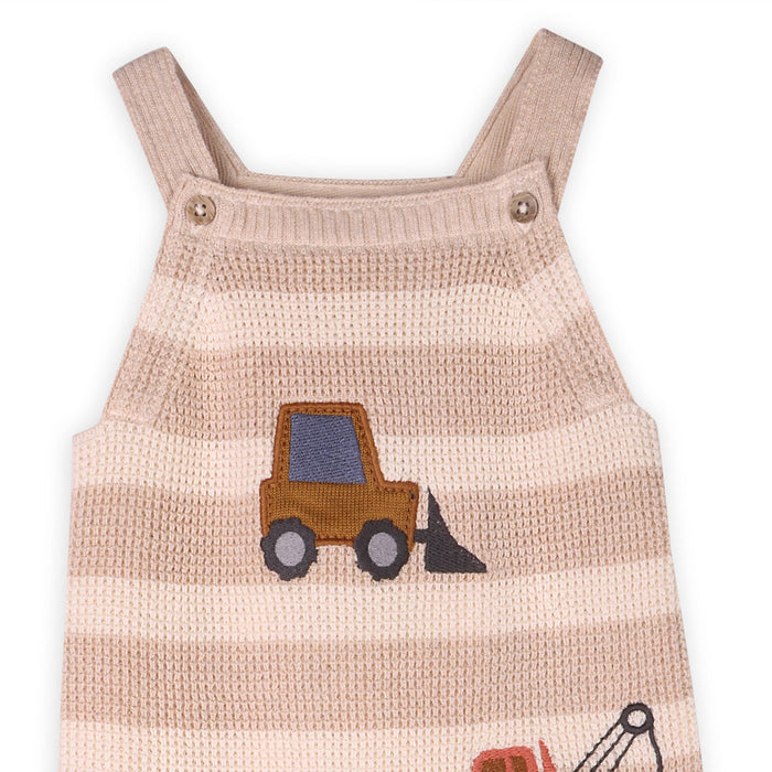 Viverano Organics Trucks Embroidered Baby Knit Stripe Overall Set (Organic)