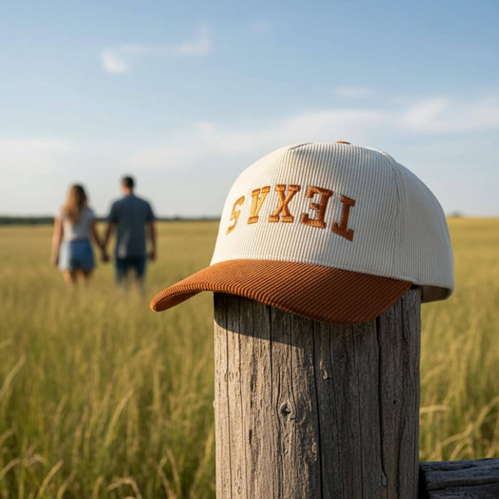 2-Tone Corduroy Hat - Texas (Upside Down) - Orange