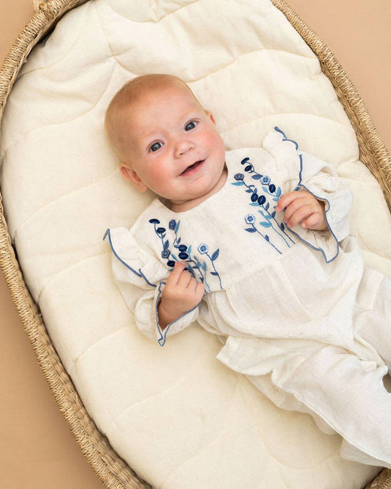 Viverano Organics Atrani Embroidered Baby Romper & Headband (Organic)