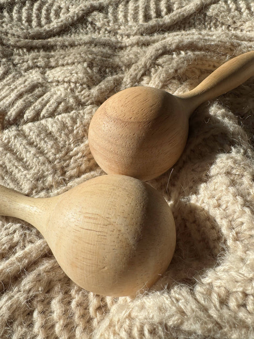 Handmade Oak Wooden Maracas for Kids Musical Toy