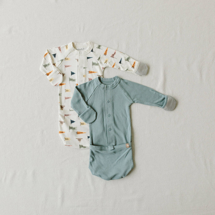 24 Hour Convertible Sleeper Baby Gown - Poolside