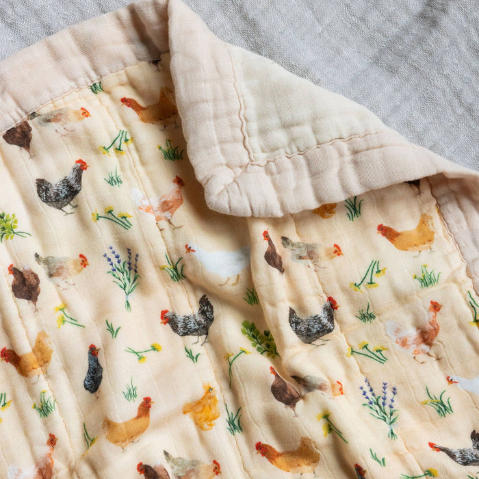 Chicken Meadows Baby Lovey Muslin Blanket