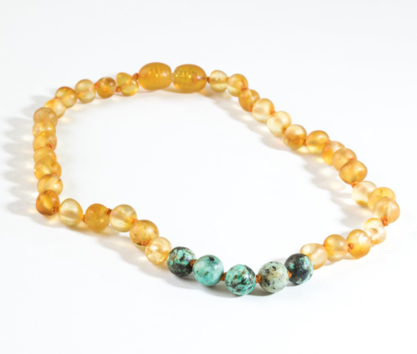 CanyonLeaf 11" Raw Amber and Stones Baby Necklace