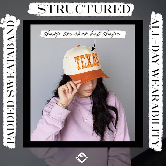 Retro Two Tone Cap - Texas - Orange/Beige