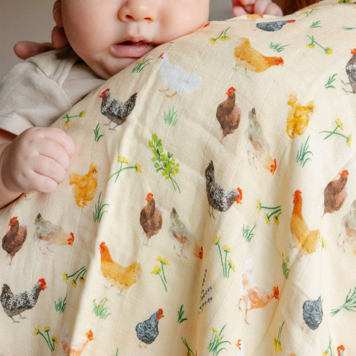Chicken Meadows Baby Burp Cloths – Muslin Set of 2