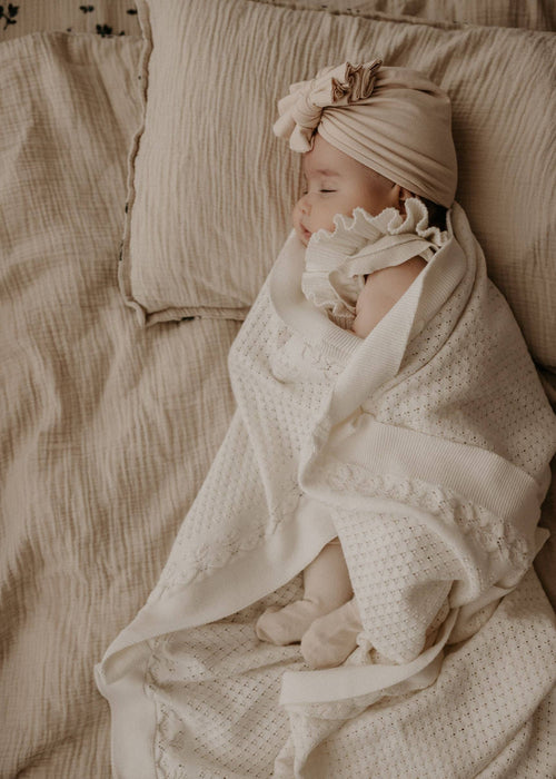 Cream Knit Heirloom Blanket