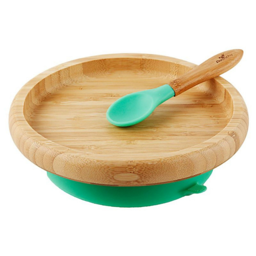 Avanchy Bamboo Suction Classic Plate + Spoon