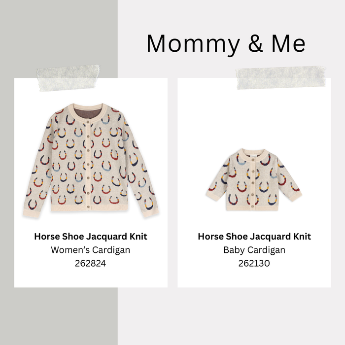 Horse Shoe Jacquard Knit Baby Cardigan (Organic Cotton)